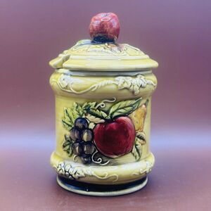 Lefton Apple Jar Canister 1970 Japan Jam Jar With Lid Green Vintage Retro